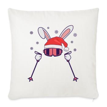 Skiing Santa Rabbit with Santa Hat and ski poles - Sofa pillowcase 17,3'' x 17,3'' (45 x 45 cm) - natural white - Front
