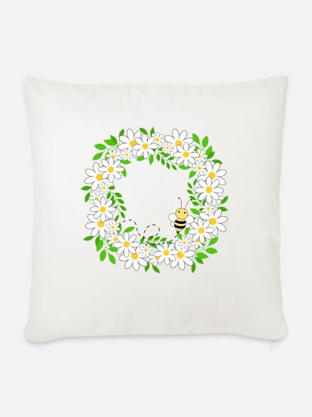 Blumenkranz - Sofakissenbezug 45 x 45 cm - Naturweiß 