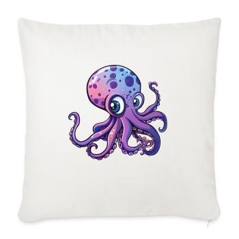 Cute Purple Octopus with Big Eyes - Sofa pillowcase 17,3'' x 17,3'' (45 x 45 cm) - natural white - Front