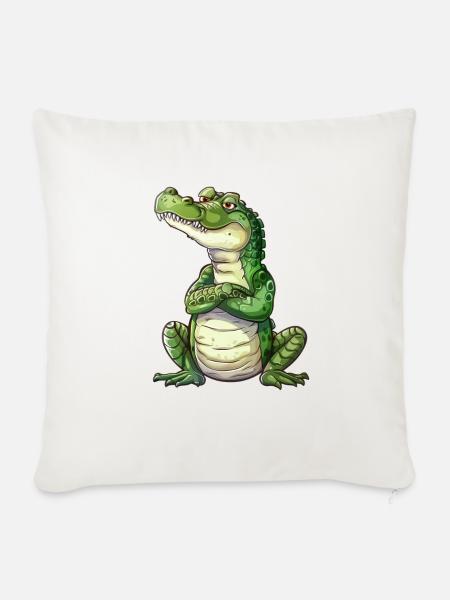 Lustiger Entspannter Krokodil Cartoon - Sofakissenbezug 45 x 45 cm - Naturweiß