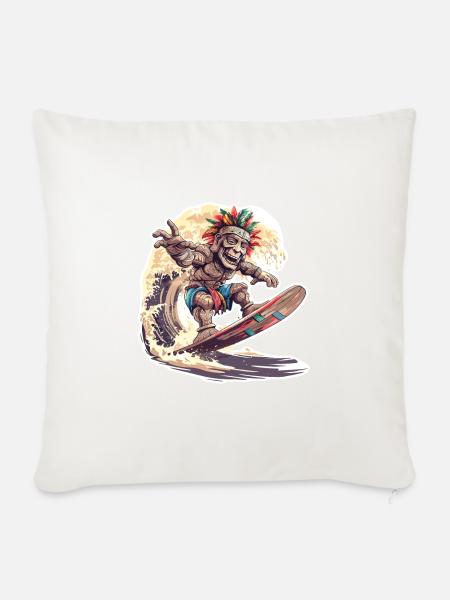Tiki Surfer - Sofakissenbezug 45 x 45 cm - Naturweiß