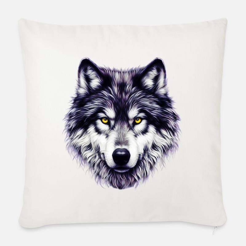 Wolf - Sofakissenbezug 45 x 45 cm - Naturweiß 