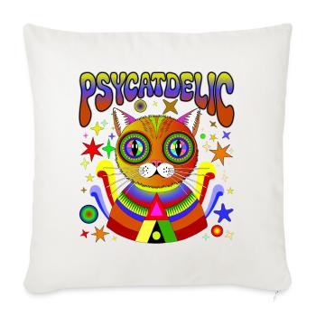 PSYCATDELIC - Sofakissenbezug 45 x 45 cm - Naturweiß  - Vorne