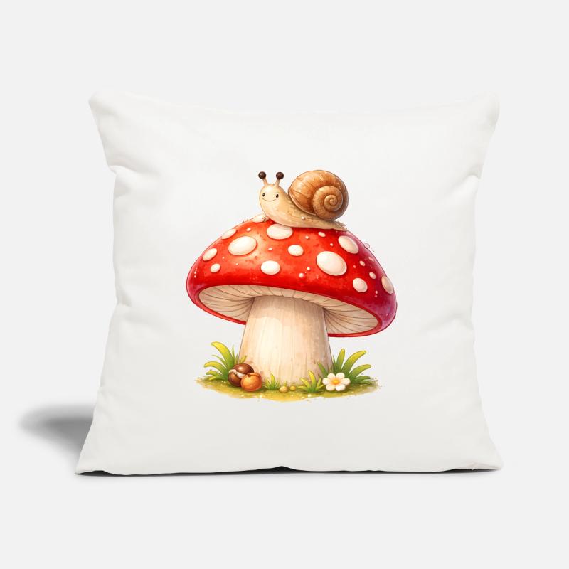 Toadstool with Snail Cute Forest Motif Sofa pillowcase 17,3'' x 17,3'' (45 x 45 cm)