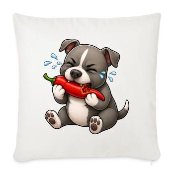 Pitbull Chili Scharf Lustiger Cartoon - Sofakissenbezug 45 x 45 cm - Naturweiß  - Vorne