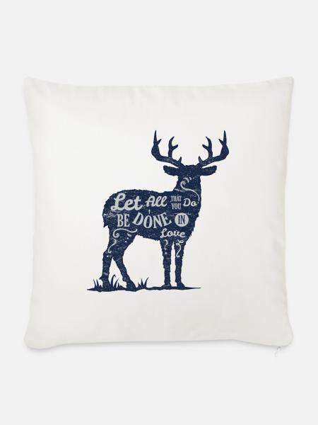 Hirsch Elch Spruch Liebe Englisch Geschenk Geweih - Sofakissenbezug 45 x 45 cm - Naturweiß 