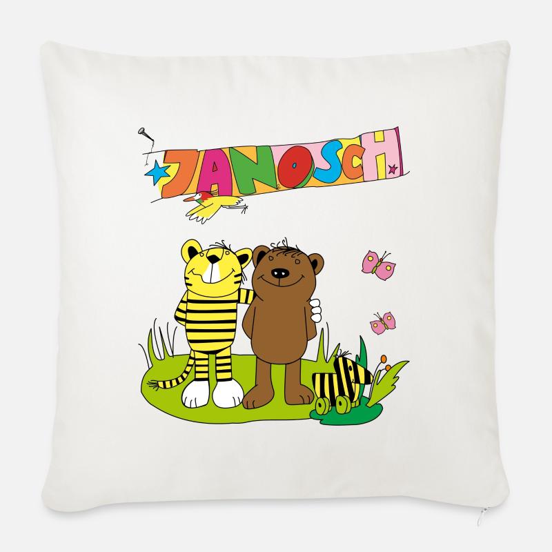 Janosch Tiger Und Bär Freundschaft - Sofakissenbezug 45 x 45 cm - Naturweiß