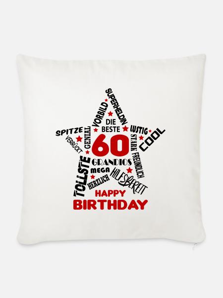 Geburtstag Frau 60 Happy Birthday Wife Women Best - Sofakissenbezug 45 x 45 cm - Naturweiß