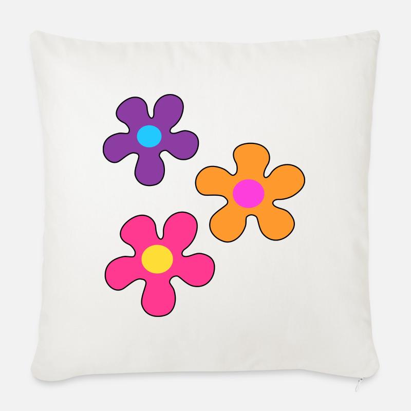 Hippie-Blumen - Sofakissenbezug 45 x 45 cm - Naturweiß 