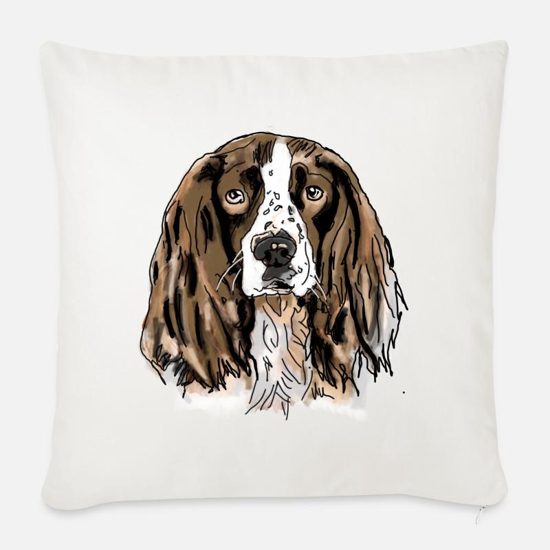 Spaniel - Sofakissenbezug 45 x 45 cm - Naturweiß 