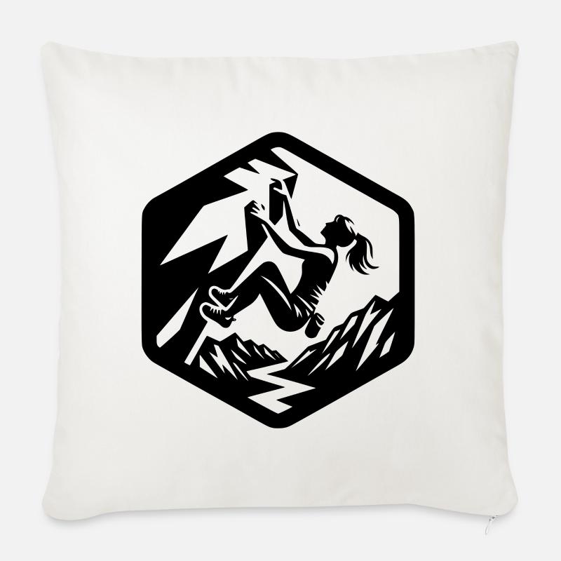 Mädchen klettern bouldern Logo Emblem Alpen - Sofakissenbezug 45 x 45 cm - Naturweiß