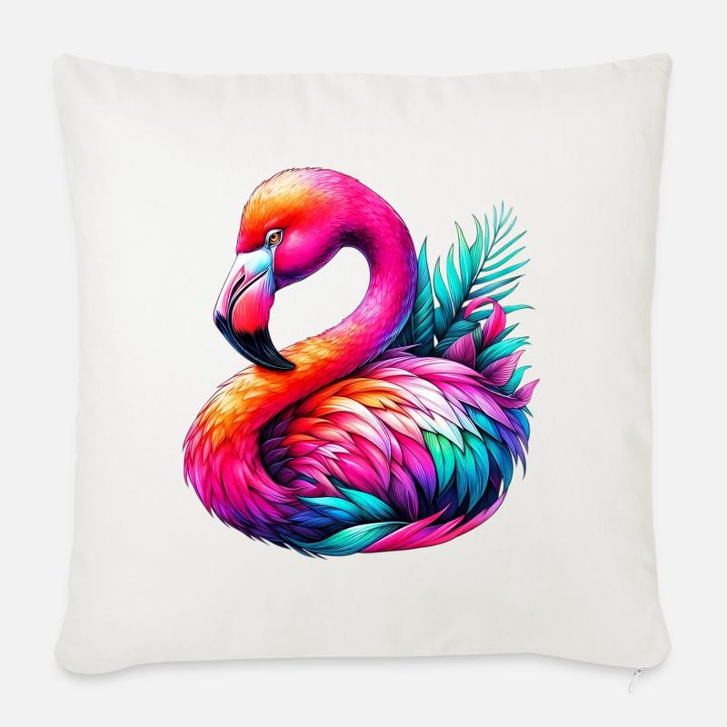 Flamingo - Sofakissenbezug 45 x 45 cm - Naturweiß 