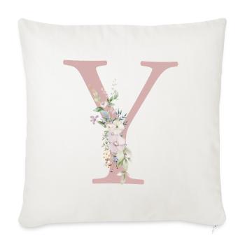 Y Monogram, Floral, Personnalisable - Housse de coussin décorative 45 x 45 cm - blanc nature - Devant
