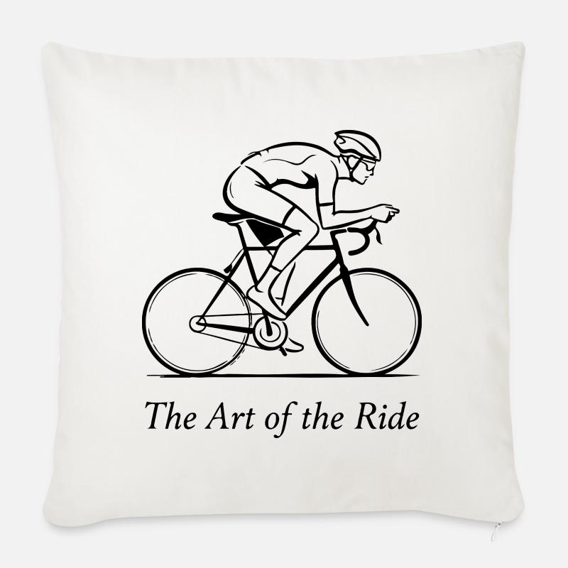 Die Kunst der Fahrt: Dynamisches Kalligraphie-Radfahren - Sofakissenbezug 45 x 45 cm - Naturweiß 