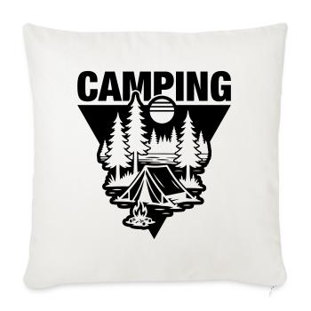 Camping sous tente Symbole de la nature - Housse de coussin décorative 45 x 45 cm - blanc nature - Devant