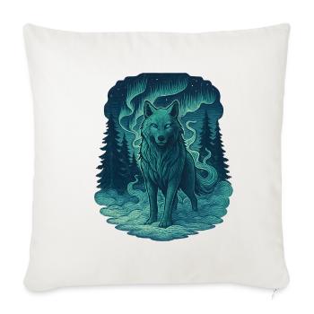 Northern Lights Wolf in the Forest - Sofa pillowcase 17,3'' x 17,3'' (45 x 45 cm) - natural white - Front