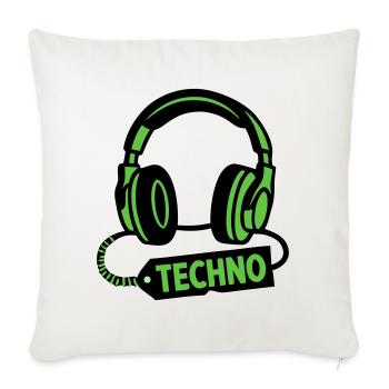 DJ Headphones Producteur du festival techno rave - Housse de coussin décorative 45 x 45 cm - blanc nature - Devant
