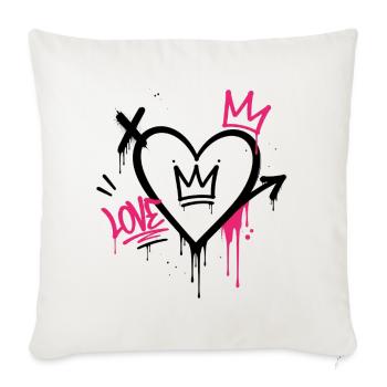 Graffiti-Herz mit rosa Krone - Sofakissenbezug 45 x 45 cm - Naturweiß  - Vorne