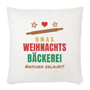 Omas Weihnachtsbäckerei – Naschen erlaubt - Sofakissenbezug 45 x 45 cm - Naturweiß  - Vorne