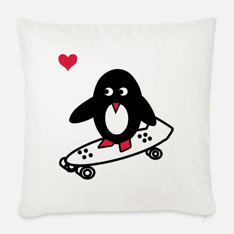 Skaterpinguin - Sofakissenbezug 45 x 45 cm - Naturweiß 