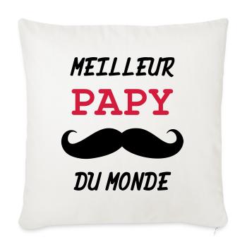 Papy - Famille - Bébé - Naissance - Enfant - Housse de coussin décorative 45 x 45 cm - blanc nature - Devant