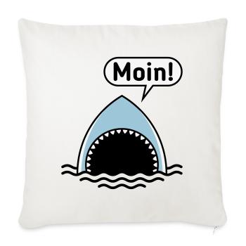 Moin! (Hai / Haifisch / Sprechblase / Comic) - Sofakissenbezug 45 x 45 cm - Naturweiß  - Vorne