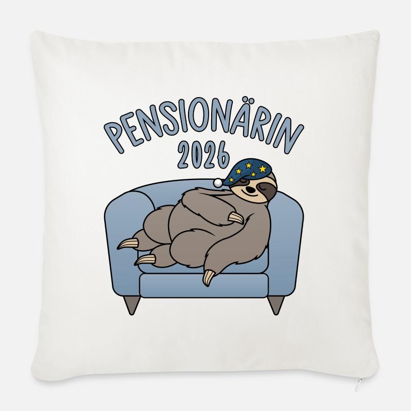 Pensionärin 2026 - Faultier Couch - Sofakissenbezug 45 x 45 cm - Naturweiß