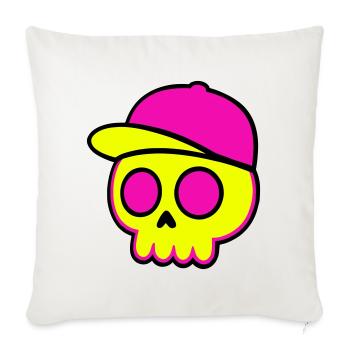 Neon Skull Cap Design - Sofa pillowcase 17,3'' x 17,3'' (45 x 45 cm) - natural white - Front