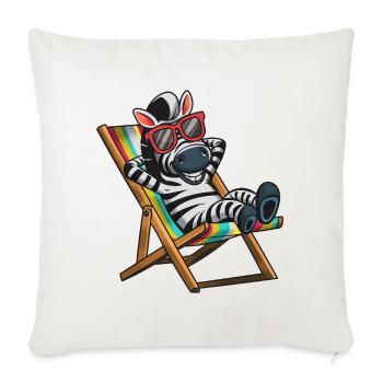 Le zèbre se détendant sur une chaise longue avec des rayures colorées - Housse de coussin décorative 45 x 45 cm - blanc nature - Devant
