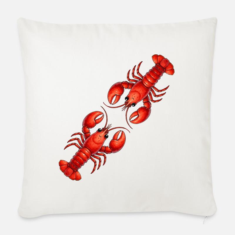 Roter Hummer   - Sofakissenbezug 45 x 45 cm - Naturweiß 