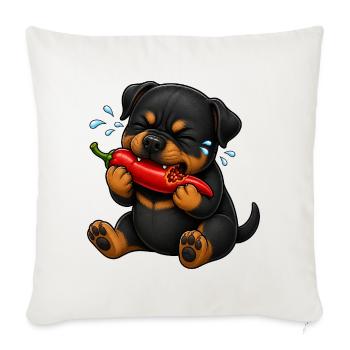 Rottweiler Chili Scharf Lustiger Cartoon - Sofakissenbezug 45 x 45 cm - Naturweiß  - Vorne
