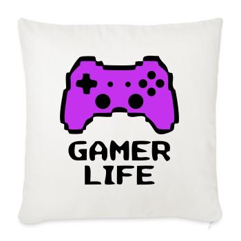 Gaudy Gamer Life Controller - Sofa pillowcase 17,3'' x 17,3'' (45 x 45 cm) - natural white - Front