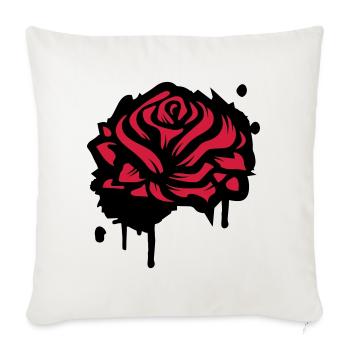Une rose comme un graffiti - Housse de coussin décorative 45 x 45 cm - blanc nature - Devant
