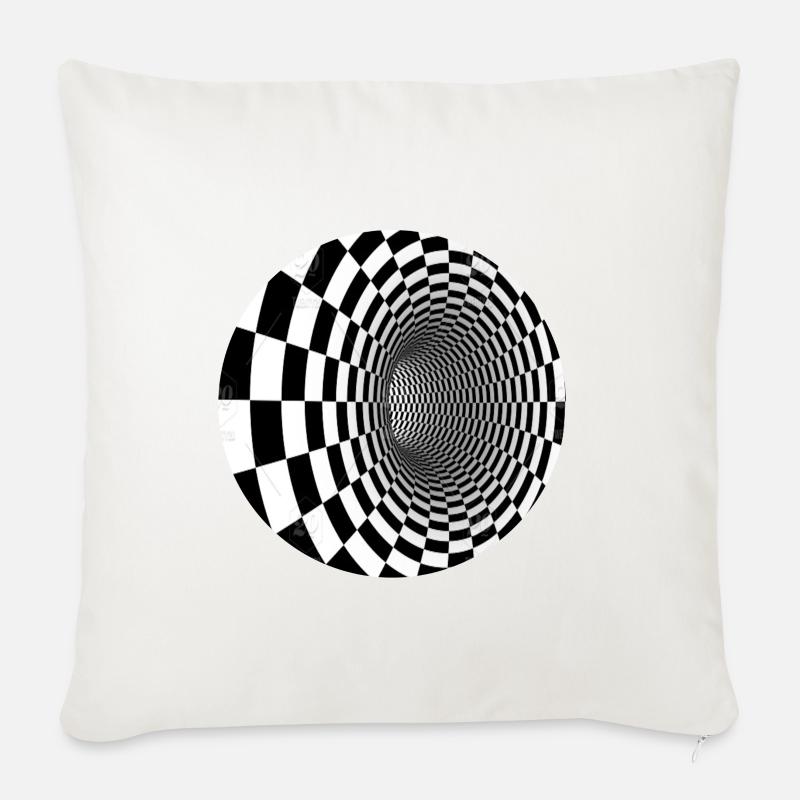 Schwarz-Weiß-Illusionstunnel - Sofakissenbezug 45 x 45 cm - Naturweiß