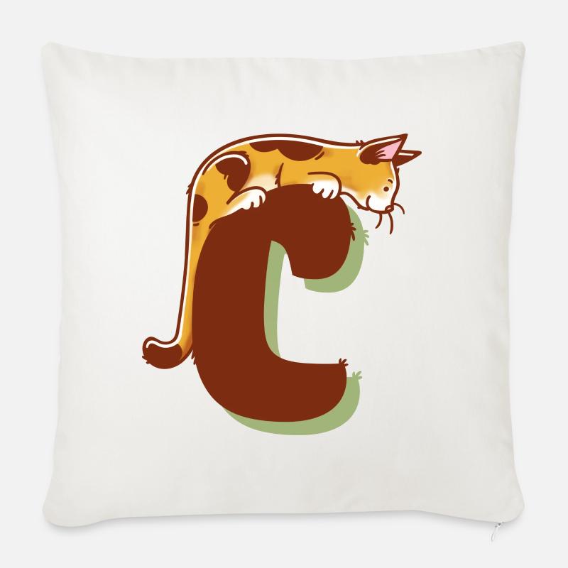 Katze Buchstabe C - Sofakissenbezug 45 x 45 cm - Naturweiß 