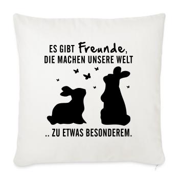 Freunde Hasen Leben - Sofakissenbezug 45 x 45 cm - Naturweiß  - Vorne