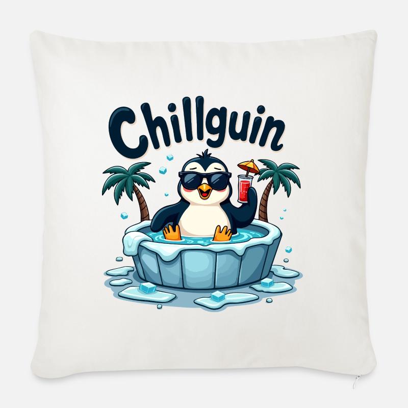 Chillguin – Coolness auf Eis - Sofakissenbezug 45 x 45 cm - Naturweiß 