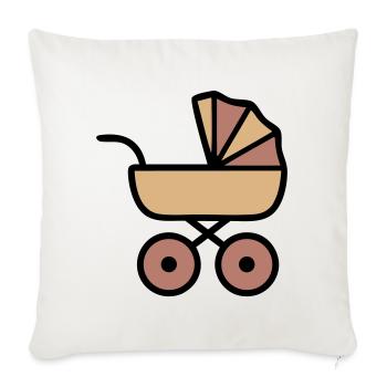 Bébé poussette Bohème, icône - Housse de coussin décorative 45 x 45 cm - blanc nature - Devant