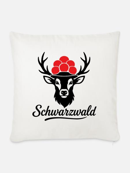 Schwarzwald Hirschgeweih Bollenhut Black Forest - Sofakissenbezug 45 x 45 cm - Naturweiß