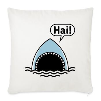 Hai! (Haifisch / Sprechblase / Comic / Cartoon) - Sofakissenbezug 45 x 45 cm - Naturweiß  - Vorne