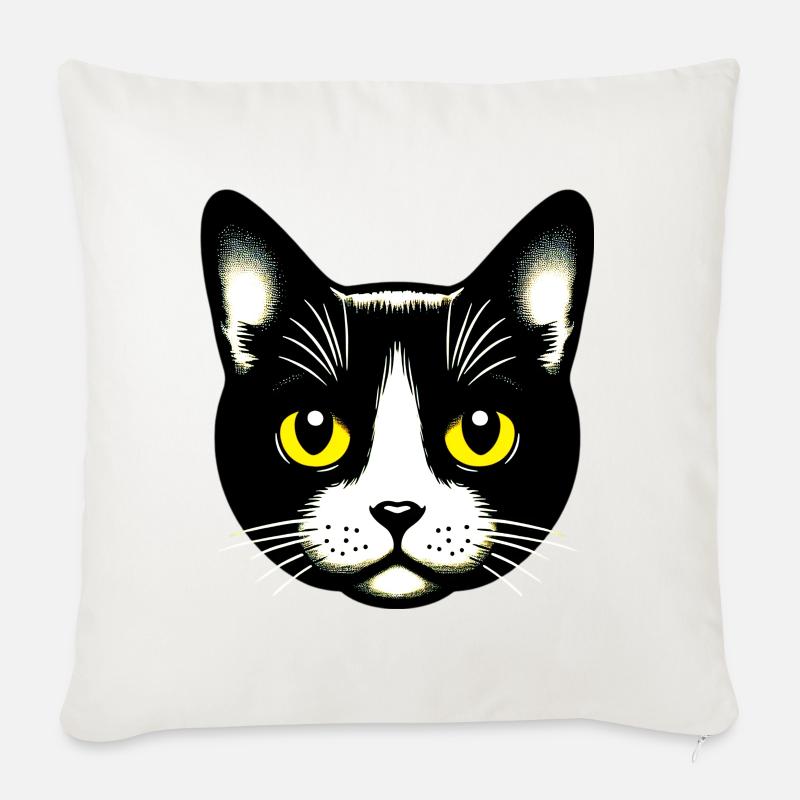 Katze - Sofakissenbezug 45 x 45 cm - Naturweiß 