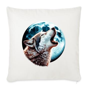 Wolf howls at the full moon - Sofa pillowcase 17,3'' x 17,3'' (45 x 45 cm) - natural white - Front