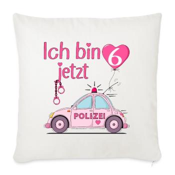 Police Car I'm Now 6 Birthday Pink - Sofa pillowcase 17,3'' x 17,3'' (45 x 45 cm) - natural white - Front