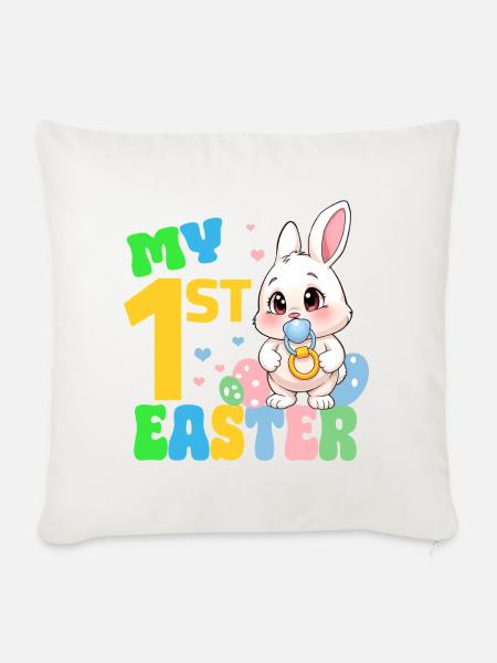 My First Easter - Mein erstes Osterfest - Sofakissenbezug 45 x 45 cm - Naturweiß