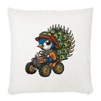 Éleveur de tracteurs à oiseaux paon - Housse de coussin décorative 45 x 45 cm - blanc nature - Devant