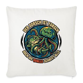 Cod and jellyfish underwater duel - Sofa pillowcase 17,3'' x 17,3'' (45 x 45 cm) - natural white - Front