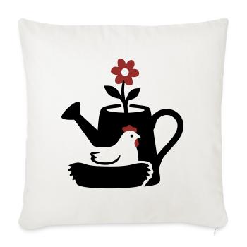 Watering Can Chicken Nest Graphic - Sofa pillowcase 17,3'' x 17,3'' (45 x 45 cm) - natural white - Front