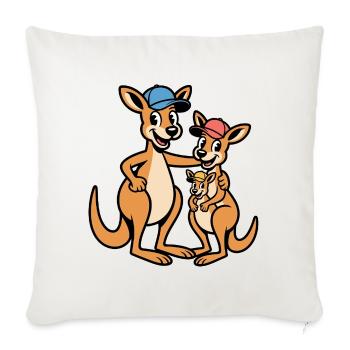 Kangaru family in cap style - Sofa pillowcase 17,3'' x 17,3'' (45 x 45 cm) - natural white - Front