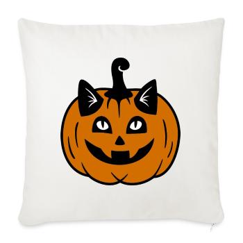 Halloween Katze Kürbiskopf - Sofakissenbezug 45 x 45 cm - Naturweiß  - Vorne