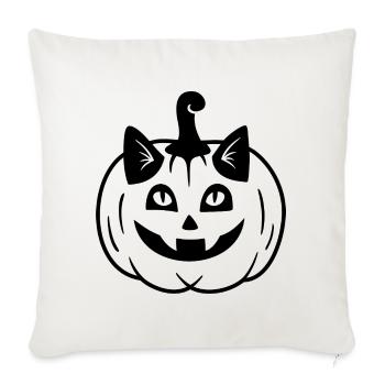 Halloween Katze Kürbiskopf - Schwarz - Sofakissenbezug 45 x 45 cm - Naturweiß  - Vorne